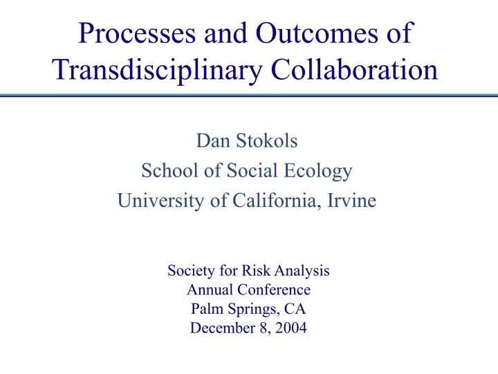 processes and outcomes of transdisciplinary collaboration