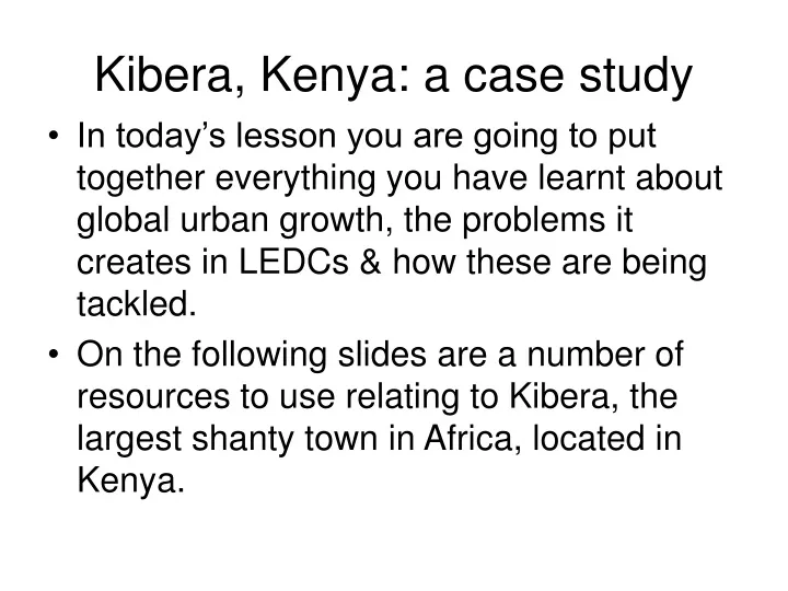 kibera kenya a case study