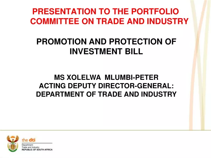 promotion and protection of investment bill