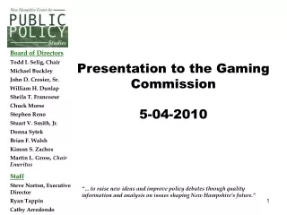 Presentation to the Gaming Commission 5-04-2010