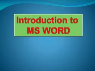 Introduction to  MS WORD