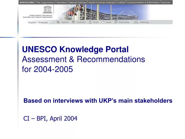 unesco knowledge portal assessment recommendations for 2004 2005