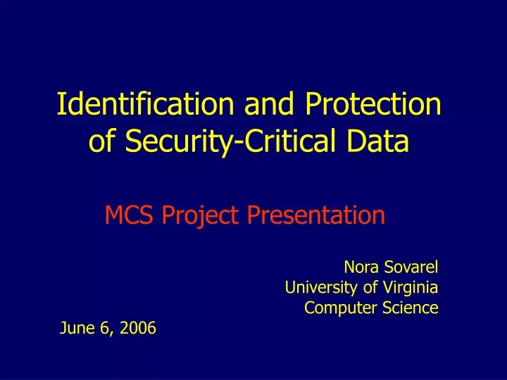 identification and protection of security critical data