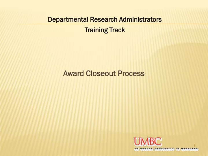 departmental research administrators training