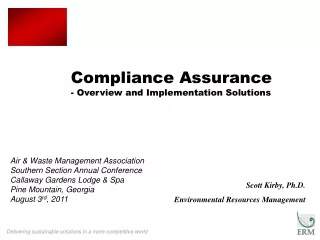 Compliance Assurance - Overview and Implementation Solutions