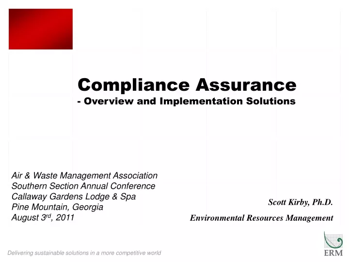 compliance assurance overview and implementation solutions