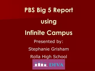 PBS Big 5 Report using Infinite Campus Presented by: Stephanie Grisham Rolla High School