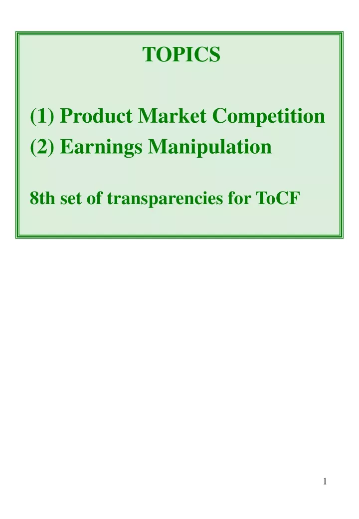 topics 1 product market competition 2 earnings