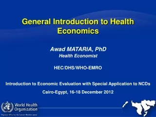 General Introduction to Health Economics