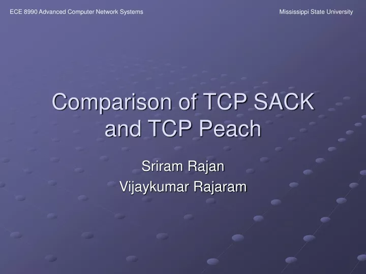 comparison of tcp sack and tcp peach