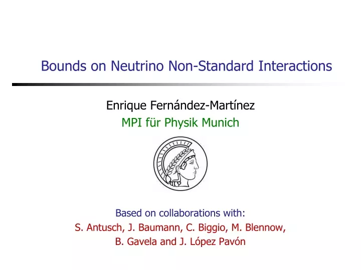 bounds on neutrino non standard interactions