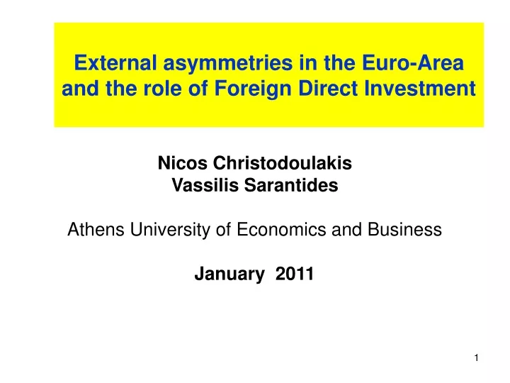 external asymmetries in the euro area and the role of foreign direct investment
