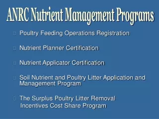 Poultry Feeding Operations Registration Nutrient Planner Certification