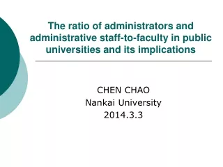 CHEN CHAO Nankai University 2014.3.3