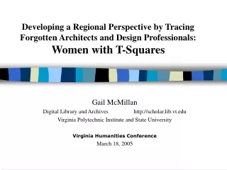 Gail McMillan Digital Library and Archives		scholar.lib.vt