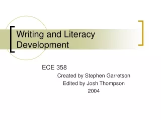 Writing and Literacy Development