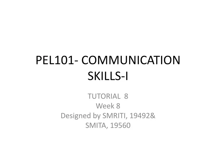 pel101 communication skills i