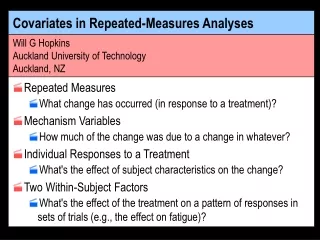 Covariates  in Repeated-Measures Analyses