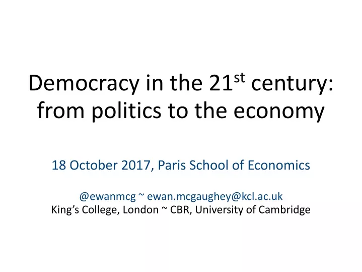 democracy in the 21 st century from politics