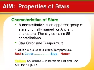 AIM:  Properties of Stars