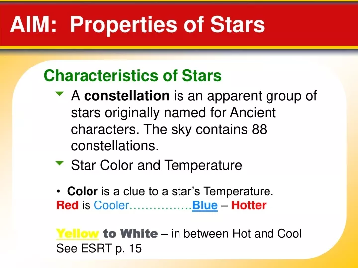aim properties of stars