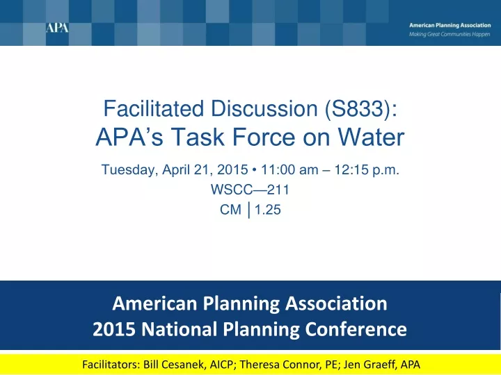 facilitated discussion s833 apa s task force