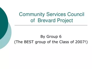 Community Services Council of  Brevard Project