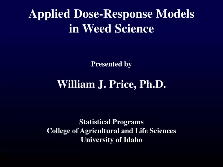 applied dose response models in weed science