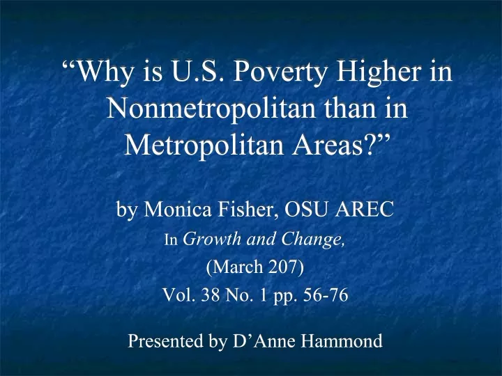 why is u s poverty higher in nonmetropolitan than in metropolitan areas