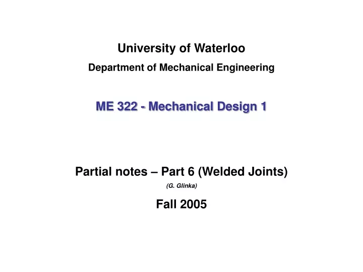 university of waterloo department of mechanical