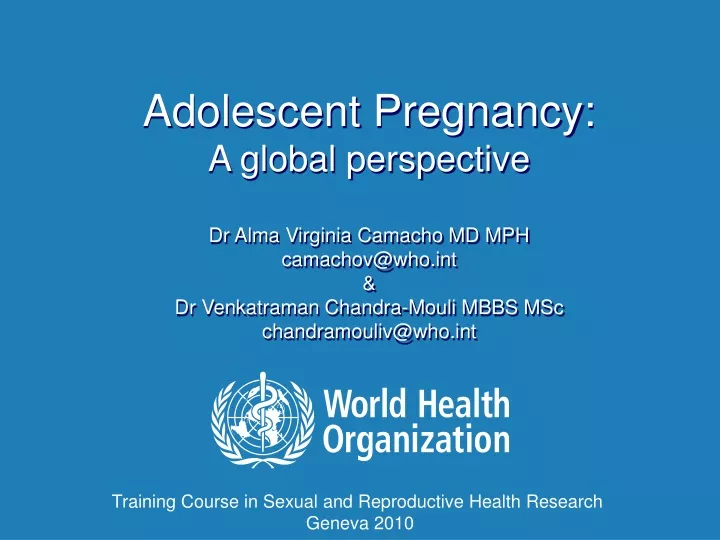 adolescent pregnancy a global perspective dr alma