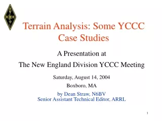Terrain Analysis: Some YCCC Case Studies