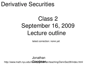 Class 2 September 16, 2009