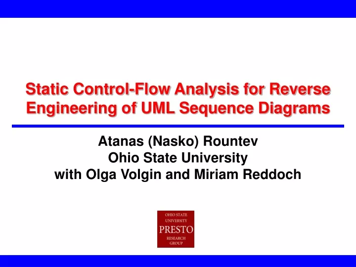 static control flow analysis for reverse engineering of uml sequence diagrams