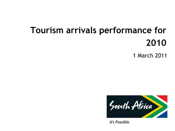 tourism arrivals performance for 2010