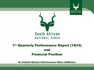 1 st  Quarterly Performance Report (1Q15) and  Financial Position