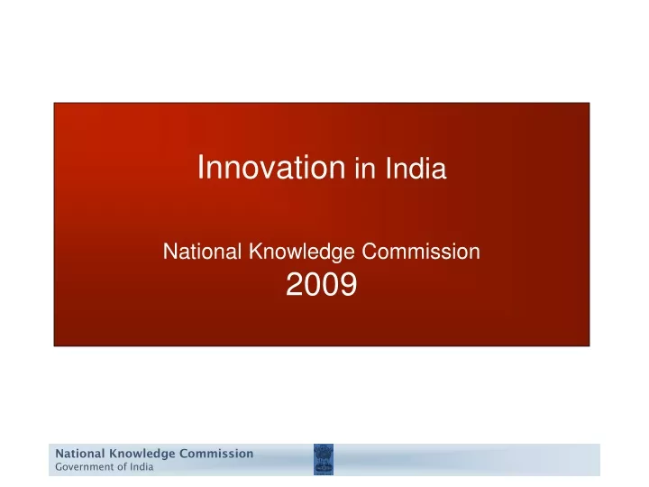 innovation in india national knowledge commission 2009