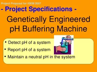 Project Proposal for iGEM 2007 - Project Specifications -