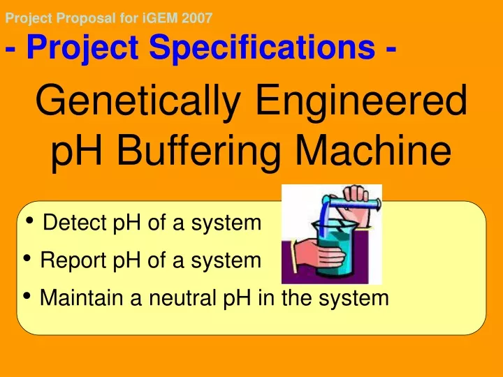 project proposal for igem 2007 project specifications