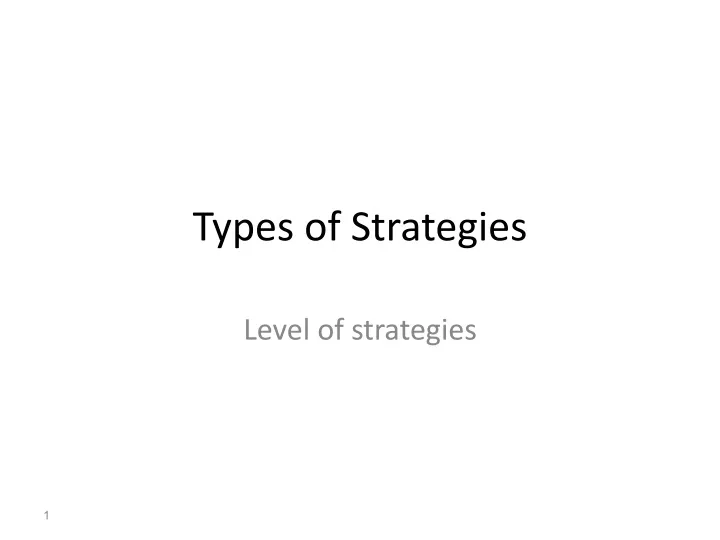 types of strategies