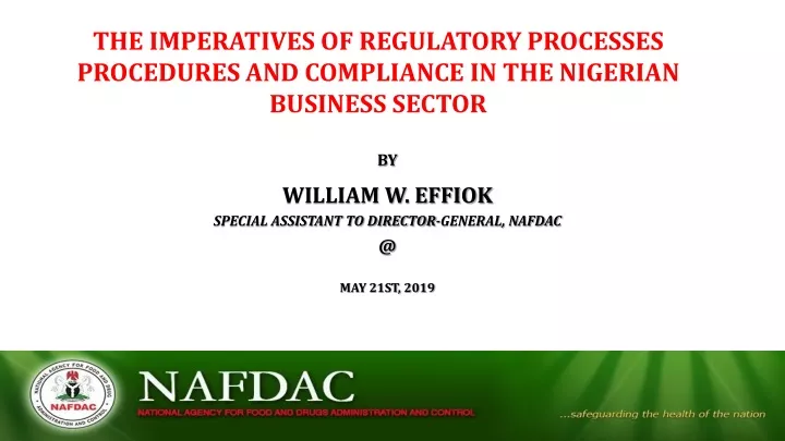 the imperatives of regulatory processes procedures and compliance in the nigerian business sector