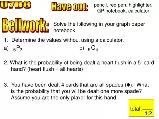 pencil, red pen, highlighter, GP notebook, calculator