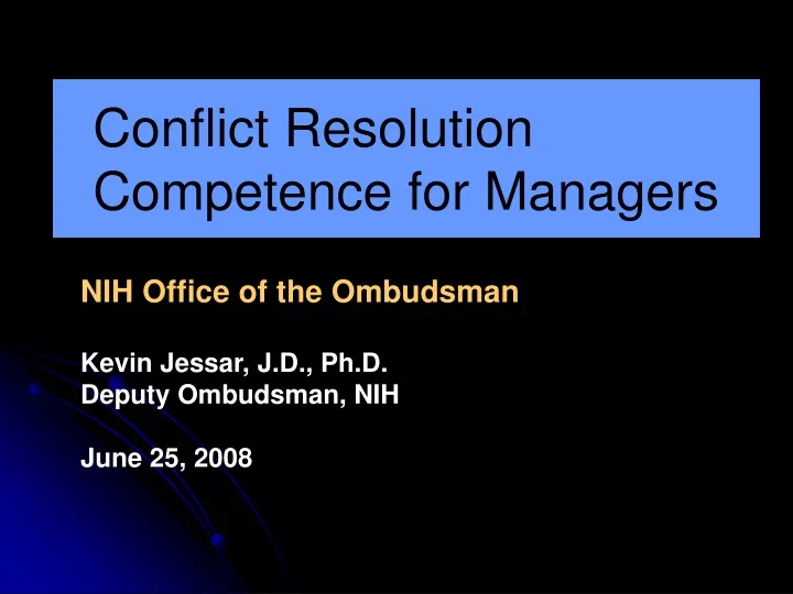 conflict resolution competence for managers