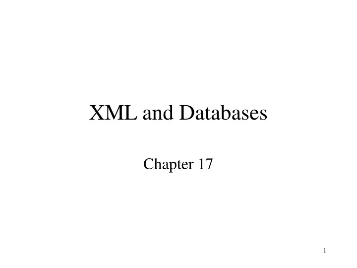 xml and databases