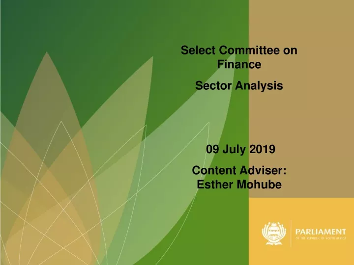 select committee on finance sector analysis
