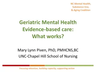 Geriatric Mental Health  Evidence-based care:  What works?