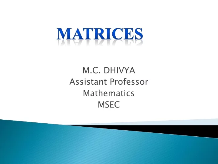 m c dhivya assistant professor mathematics msec