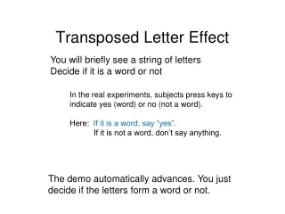 Transposed Letter Effect