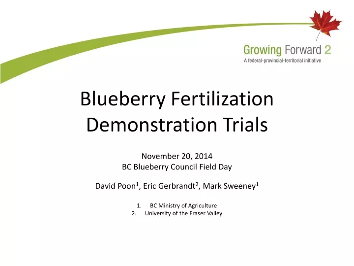 blueberry fertilization demonstration trials