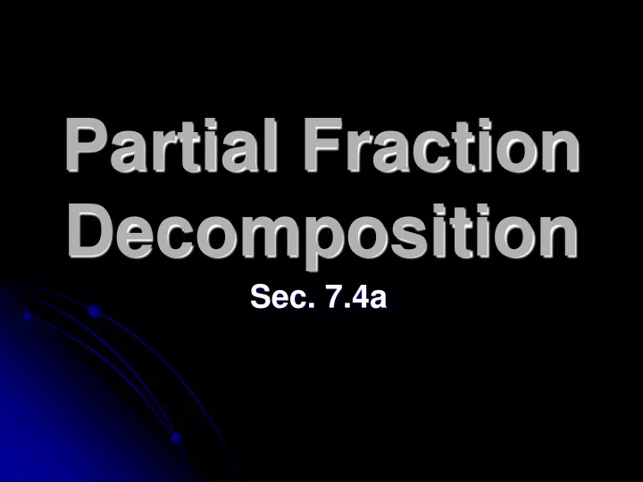 partial fraction decomposition